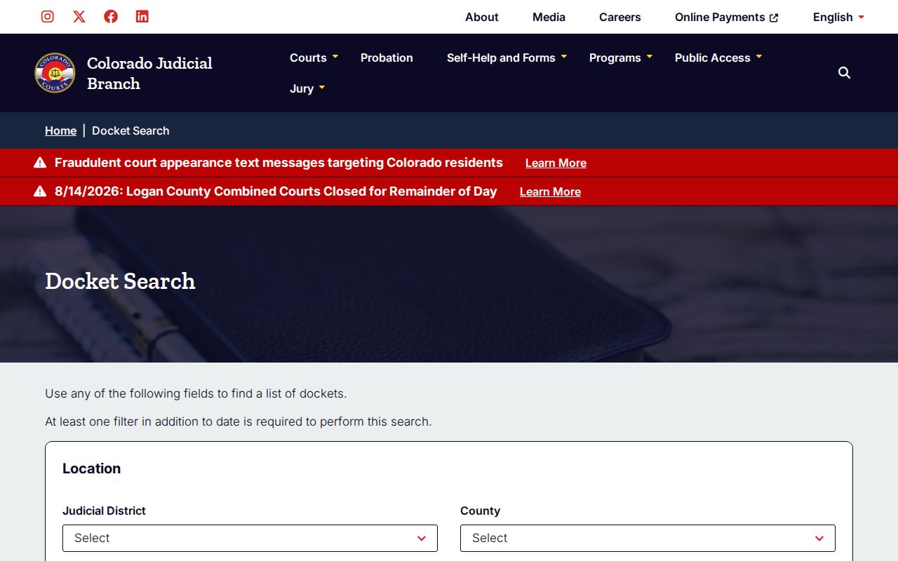 Teller County court docket search after an arrest booking