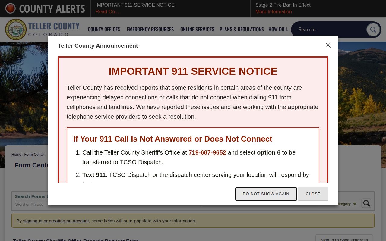 Teller County mugshot and booking record request form