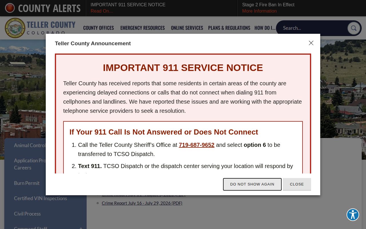 Teller County arrest and crime report archive