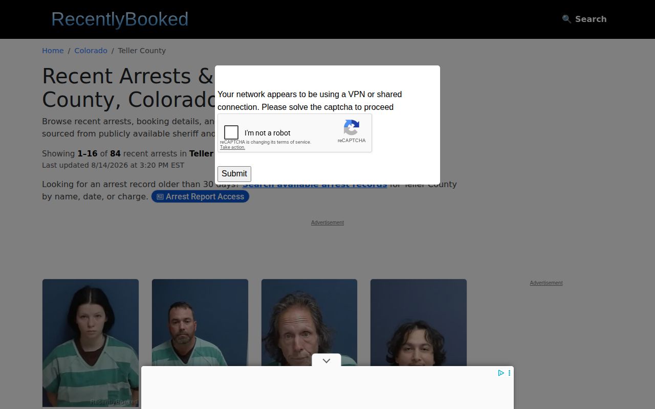 Unofficial Teller County booking and mugshot news section