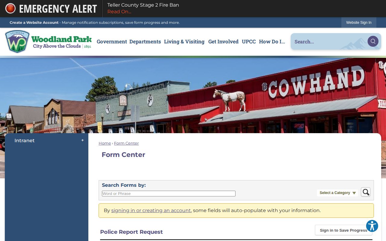 Woodland Park Police report request for Teller County arrest records